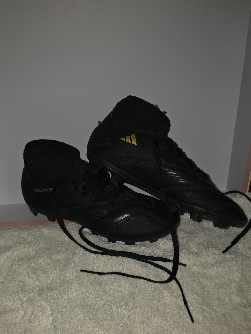 adidas Kids Predator 24 Club Sock FxG Soccer Cleats Black Gold Size 3Y